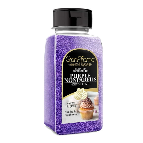 GranAroma Purple Nonpareils, 1 lb, Decorative Sprinkles, Cakes & Cookies, Bakery Staple