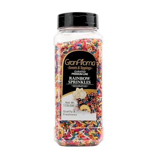GranAroma Rainbow Sprinkles, Decorative, Cakes & Cupcakes Rainbow, 1.5 Pound