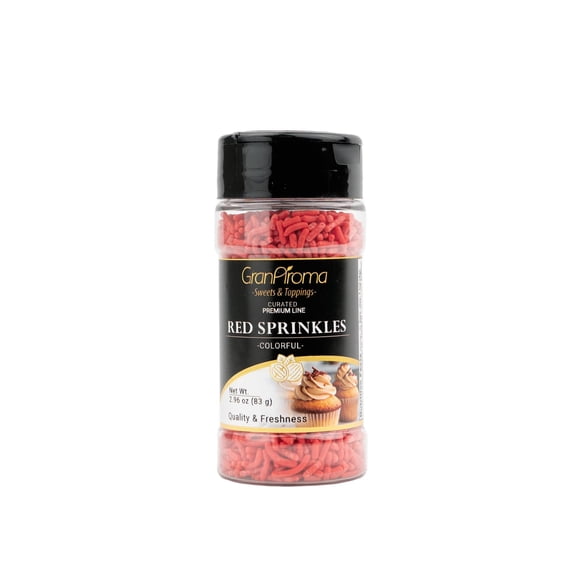 GranAroma Red Soft Sprinkles, Bright Decorative Topping, Festive and Fun Dessert Decorations Red, 2.96