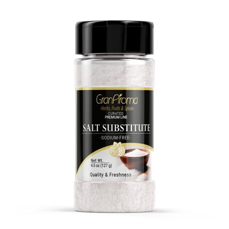GranAroma Sodium-Free Salt Substitute, 4.5 oz, Potassium Chloride, Salty Taste, Sodium-Free