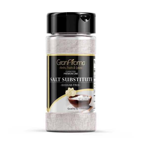 GranAroma Sodium-Free Salt Substitute, 9.1 oz, Potassium Chloride, Salty Taste, Sodium-Free