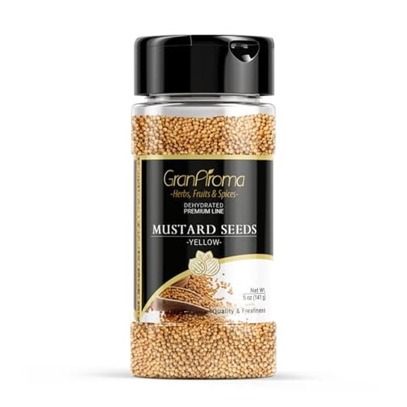 GranAroma Yellow Mustard Seeds, Mild Flavor, Dips & Dressings, For Homemade Mustard 5 Ounce