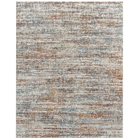 Abacasa Granada Ezra Ivory, Blue, Orange, and Rust Olefin Shag Area Rug, 5'3" x 7'6"