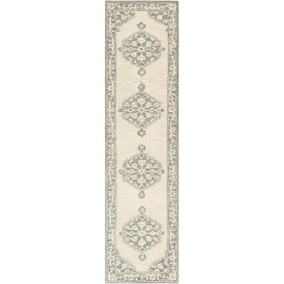 Granada GND-2307 2'6" x 10' Area Rug in Medium Gray/Beige/Charcoal
