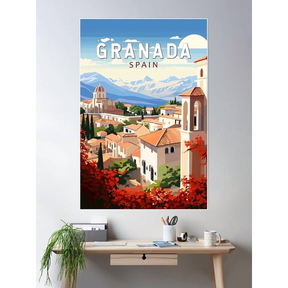 Granada Spain Travel Art Vintage Poster, Poster Home Decor , Poster Print Only