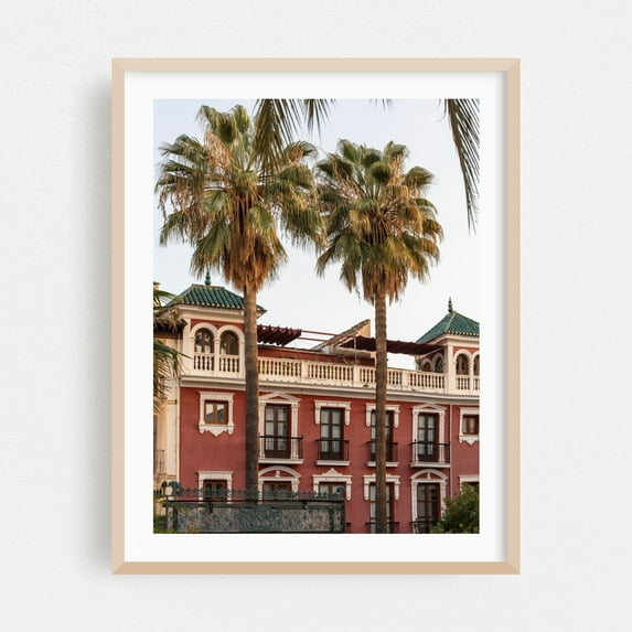 Granada’s Architectural Charm - Spain Travel Photography - Granada Andalusia Spain Photography Architecture Palm Tree Tropical Mediterranean Travel Poster Oak Framed Wall Art Print 5 x 7 inches