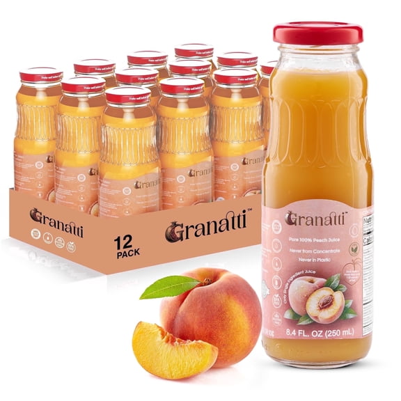 Granatti Pure Tart Cherry Juice, Cold Pressed, Not from Concentrate, No Sugar Added, Non-GMO, Gluten Free, Unsweetened, 8.4 oz Glass Bottles, 12 pack