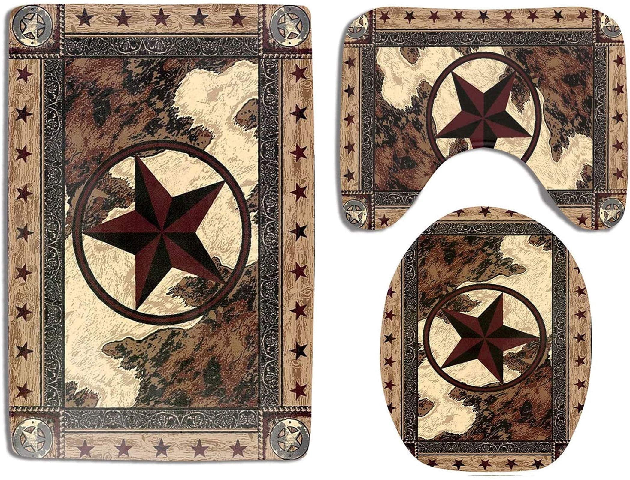 Wranger Bath Rug Granbey Western Texas Bath Rug Set 3 Piece Bathroom Contour Rugs Combo ...