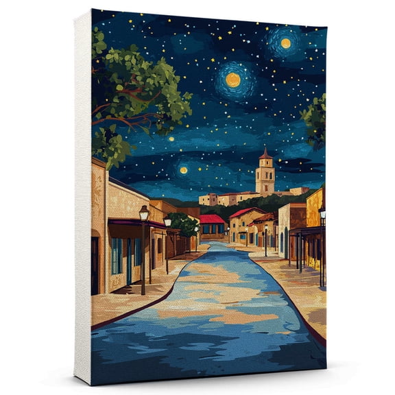 Granburys Travel Canvas Prints, Texas Starry Night Travel decor, Granburys Map Poster, Texas Travel Decor Artwork - 98AZ521