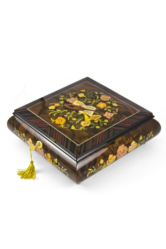 Grand 18 Note Italian Music Instrument Theme Inlay Musical Jewelry Box With Pull Out Tray - Ballerina Girl (Lionel Richie)