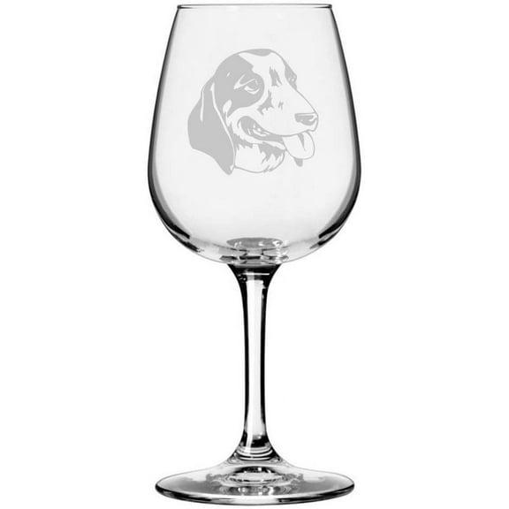 Grand Anglo Francais Blanc et Noir Dog Themed Etched 12.75oz Libbey Wine Glass