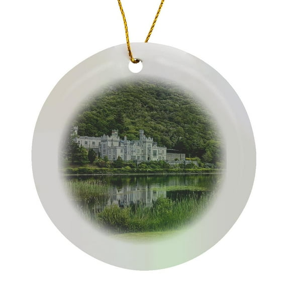 3drose, Grand Architecture of Kylemore Abbey, a Major Tourist Attraction., Circle Porcelain Ornament