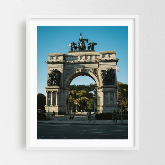 Grand Army Plaza, Brooklyn - Brooklyn New York Photography Architecture Street Photography Bicycle City Travel Poster White Framed Wall Art Print 6 x 8 inches