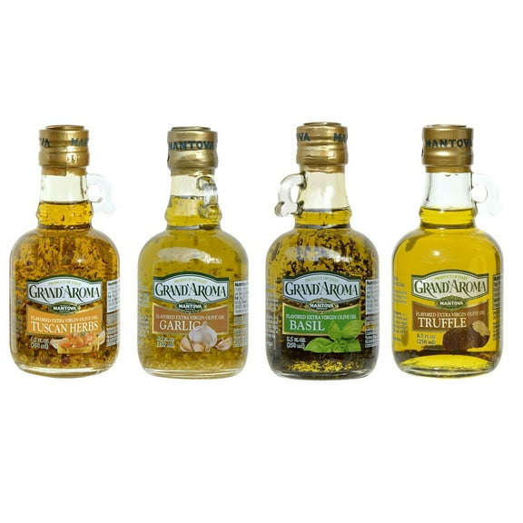 Grand'Aroma Flavored Extra Virgin Olive Oil Set, Truffle|Tuscan Herb|Garlic|Basil