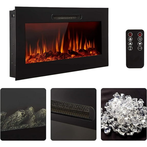 Grand Aspirations 36 x 19.5 In Wall Mount Electric Indoor Fireplace