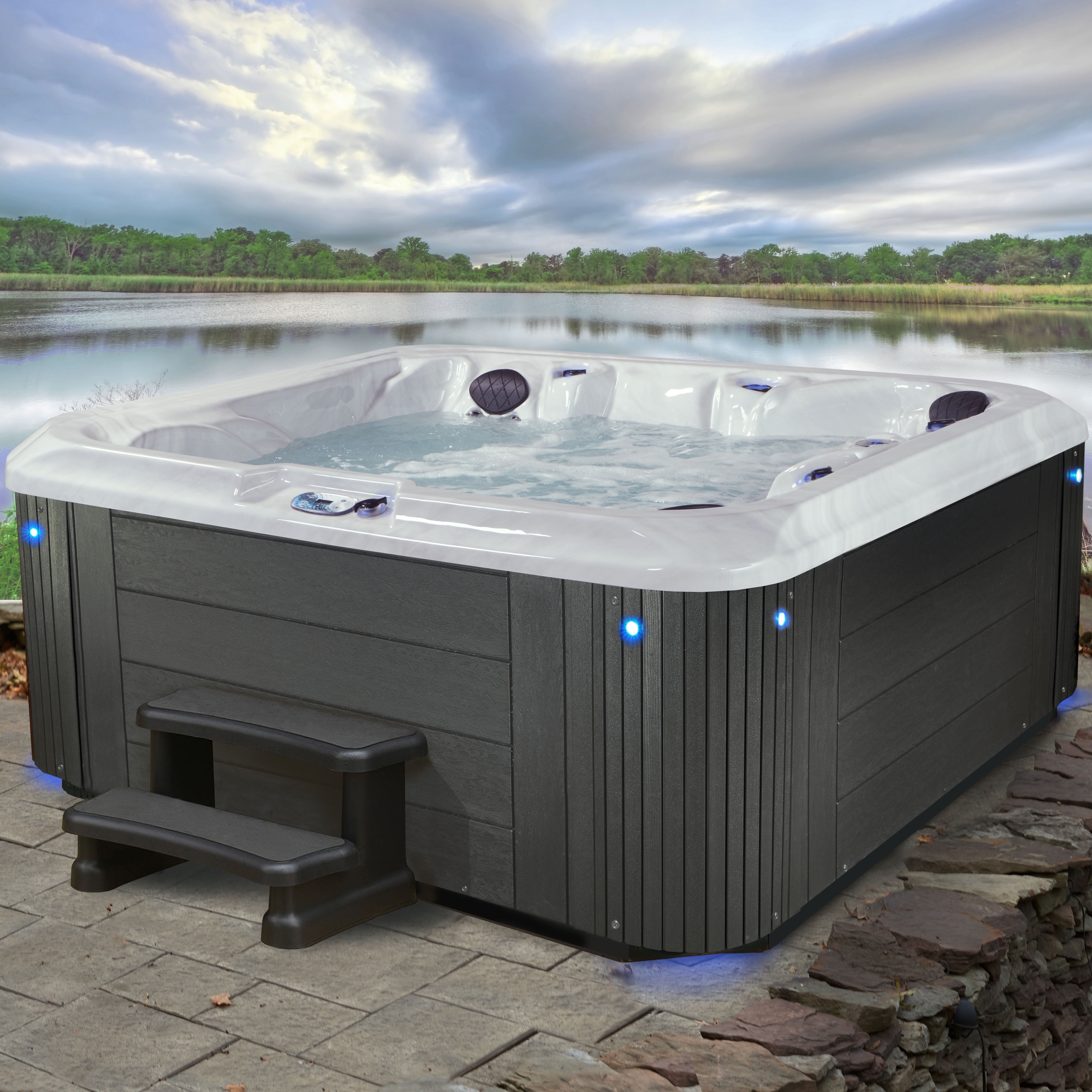 Grand Banks 6-Person 81-Jet Gray Acrylic Hot Tub Spa