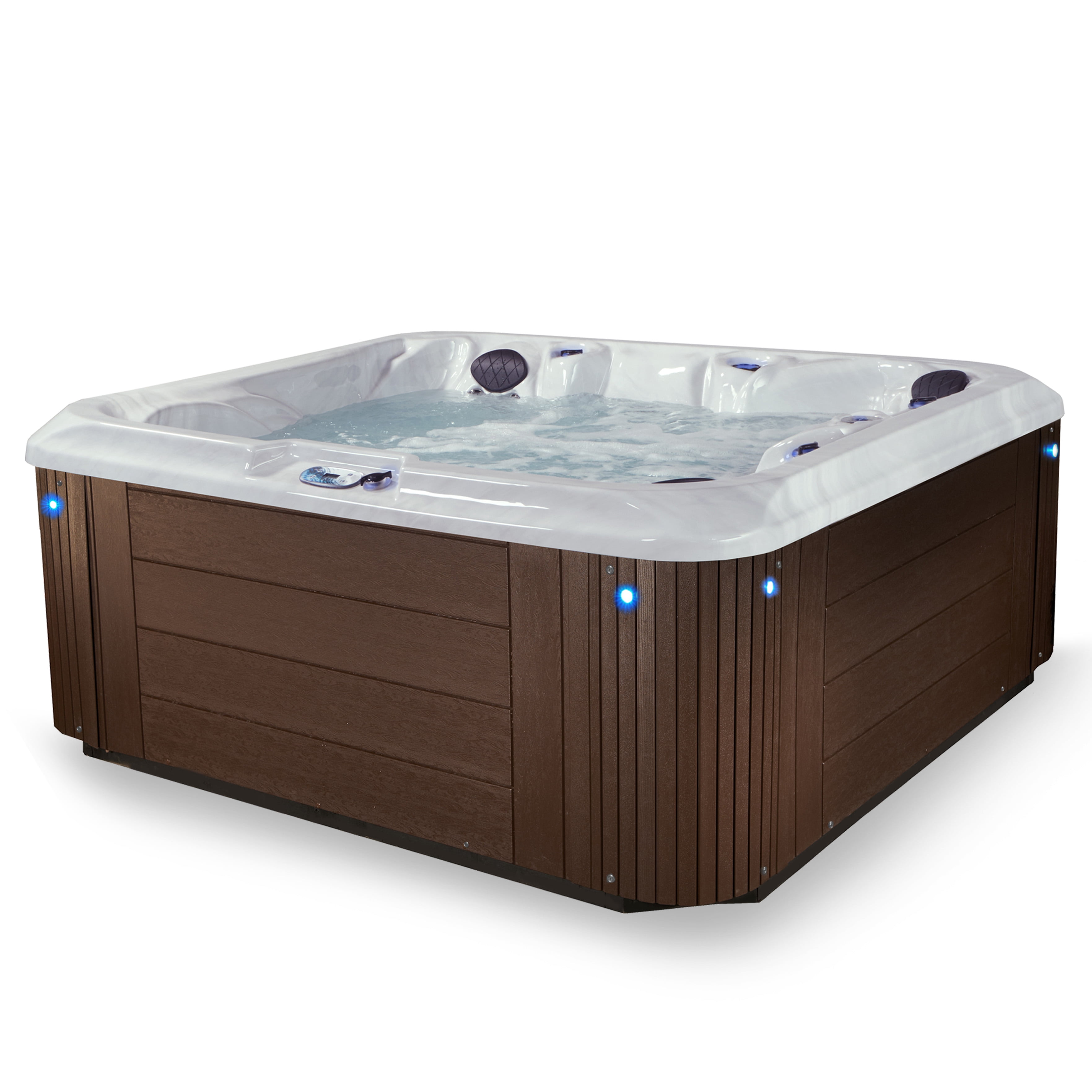 Aqualife by Strong Spas Grand Banks 6 Person Acrylic Lounger Spa, 81 Jets, Lounger, Espresso