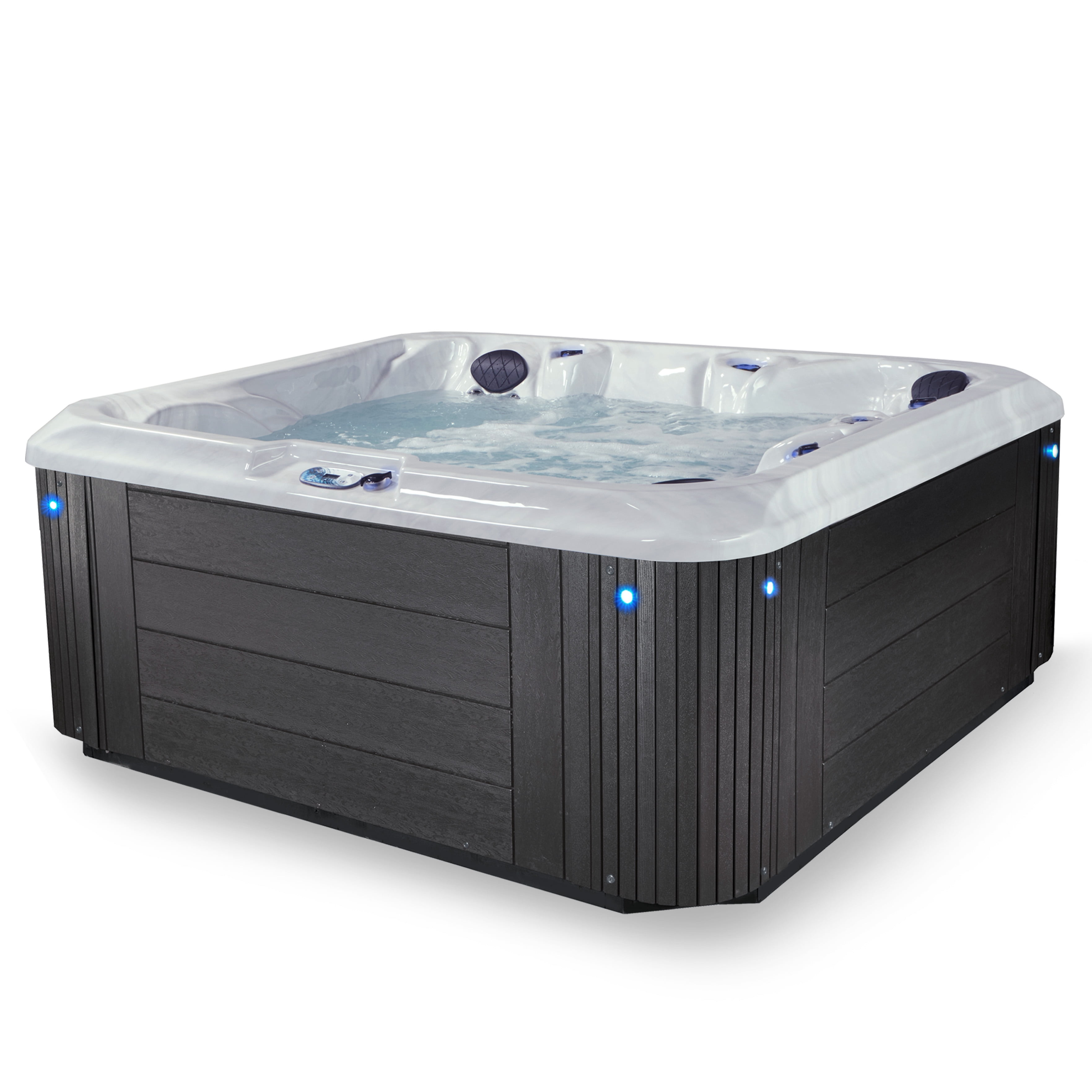 Aqualife by Strong Spas Grand Banks 6 Person Acrylic Lounger Spa, 81 Jets, Lounger, Gray