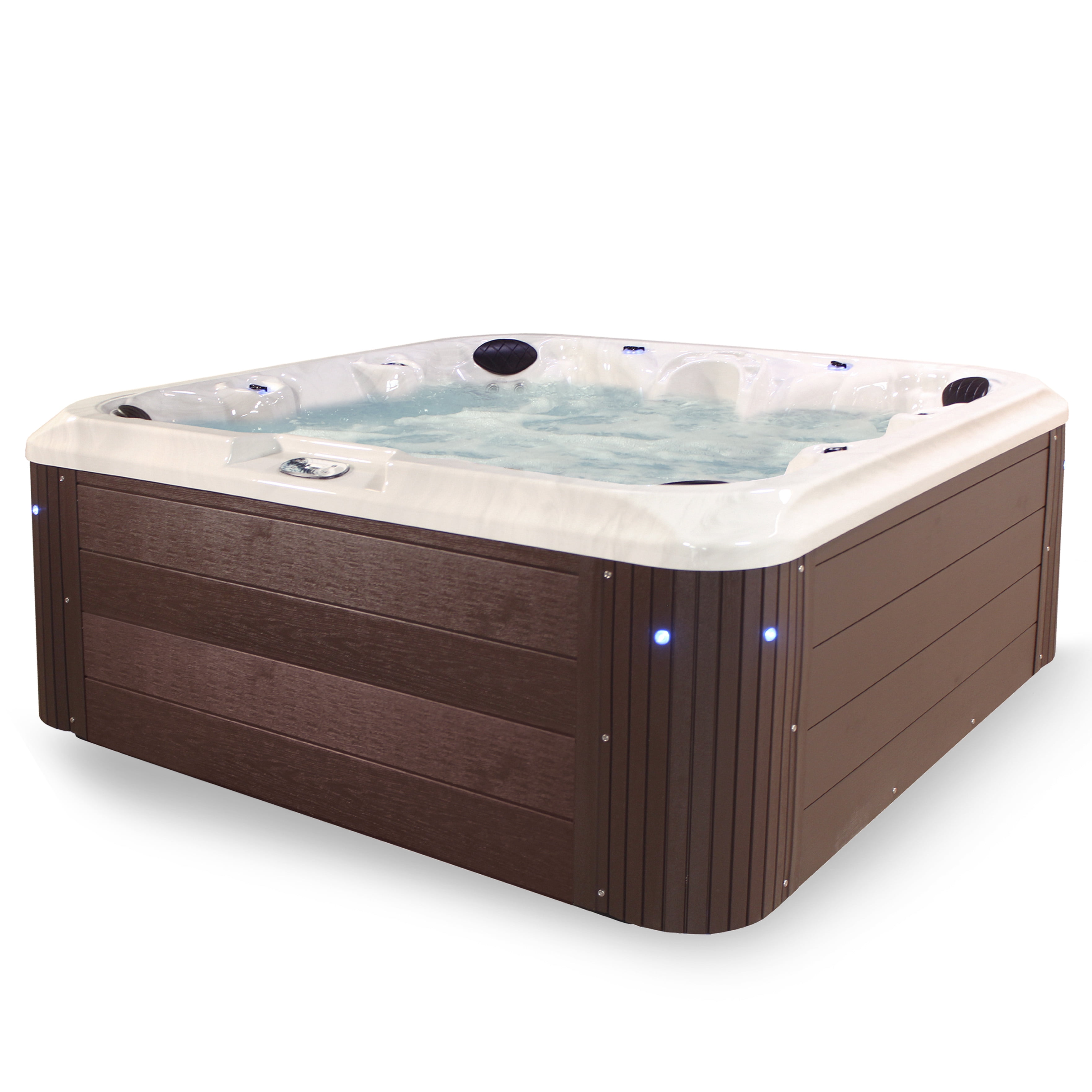 Aqualife by Strong Spas Grand Banks 6 Person Acrylic Lounger Spa, 81 Jets, Non-Lounger, Espresso