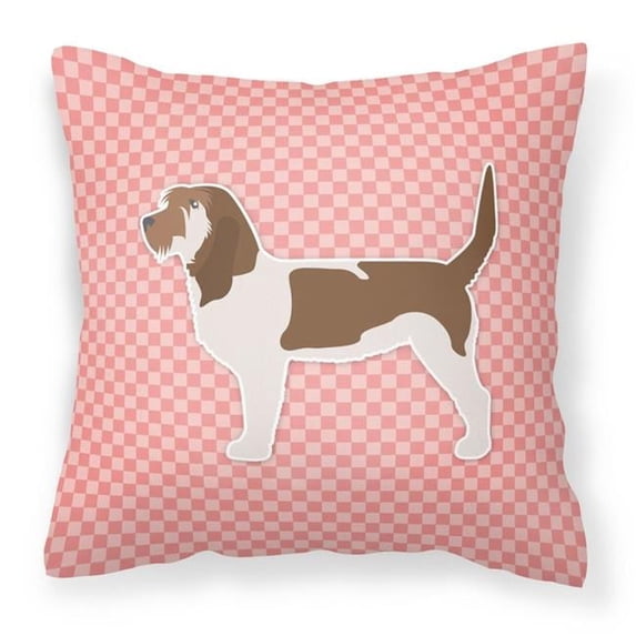 Grand Basset Griffon Vendeen Checkerboard Pink Fabric Decorative Pillow