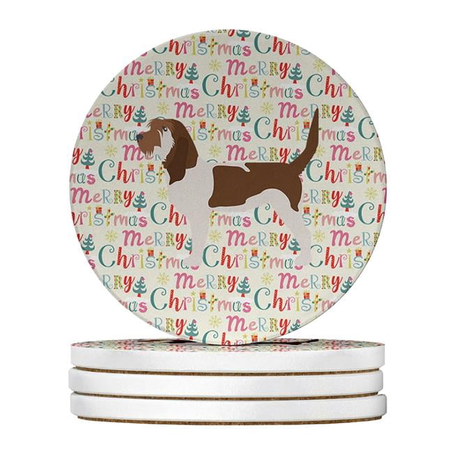 Grand Basset Griffon Vendeen Merry Christmas Large Sandstone Coasters Pack of 4 4 in x 4 in