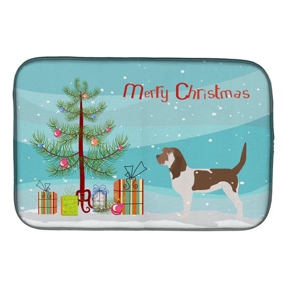 Grand Basset Griffon Vendeen Merry Christmas Tree Dish Drying Mat
