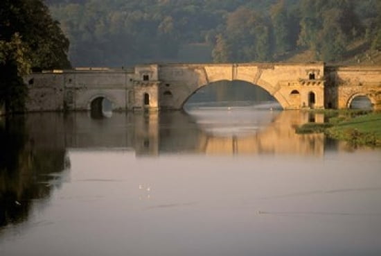 Grand Bridge Blenheim Palace Woodstock Oxfordshire England Canvas Art - Walter Bibikow DanitaDelimont (18 x 12)