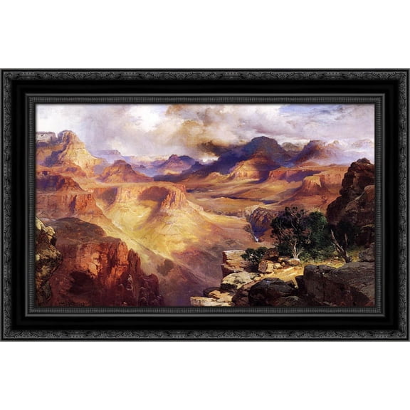 Grand Canyon 24x18 Black Ornate Wood Framed Canvas Art by Moran, Thomas