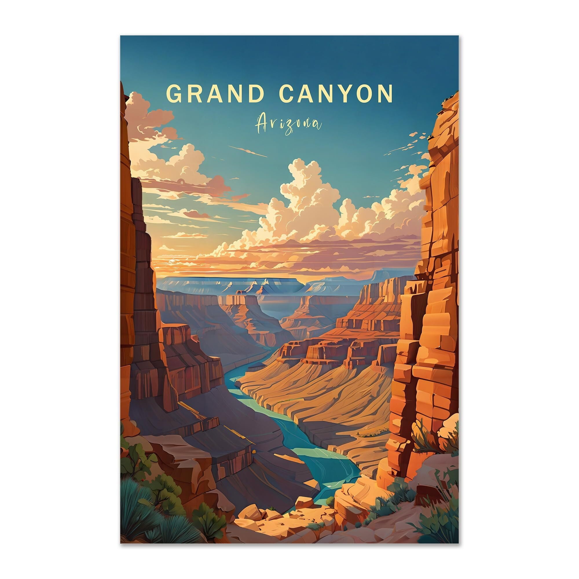 Colorful canvas print of the Grand Canyon landscape in Arizona
