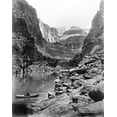 thumbnail image 1 of Grand Canyon, C1913. /Na View Of The Grand Canyon In Arizona, Showing A Man In A Boat On A River In The Foreground, And Snow-Capped Peaks In, 1 of 1