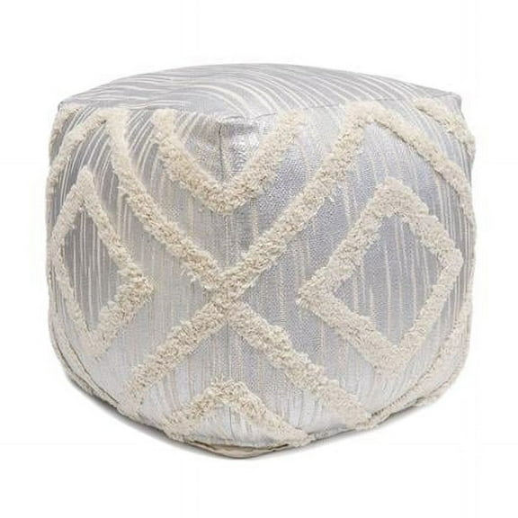 Grand Canyon Cotton Pouf - Silver Foiled - 17.75 x 17.75 x 17.75 in.
