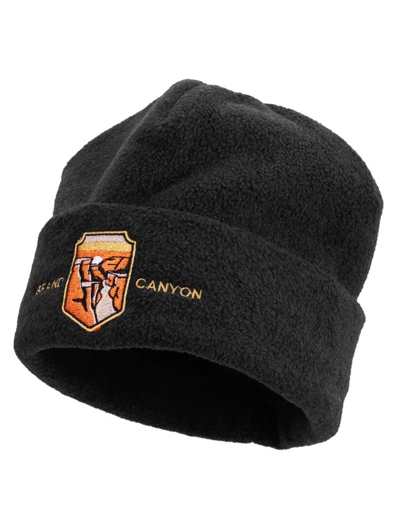 Grand Canyon Landmark Logo Embroidered Big Size Reversible Micro Fleece Cap - Black XL-3XL