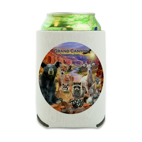 Grand Canyon National Park Arizona AZ Animals Cougar Bear Deer Raccoon Can Cooler - Drink Sleeve Hugger Collapsible Insulator - Beverage Insulated Holder