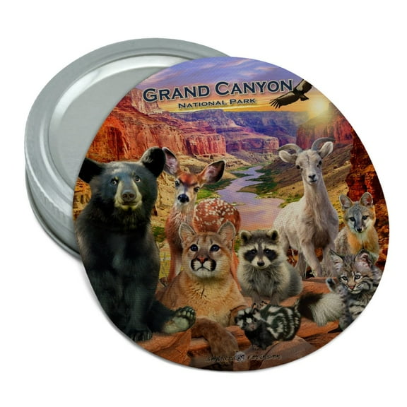 Grand Canyon National Park Arizona AZ Animals Cougar Bear Deer Raccoon Round Rubber Non-Slip Jar Gripper Lid Opener