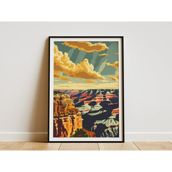 Grand Canyon National Park Poster Vintage Travel Poster Arizona Landscape Art Print Canyon Wall Decor - Poster Unframed