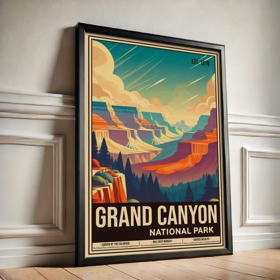 Grand Canyon National Park Scenic Poster, Unframed Size 12x18