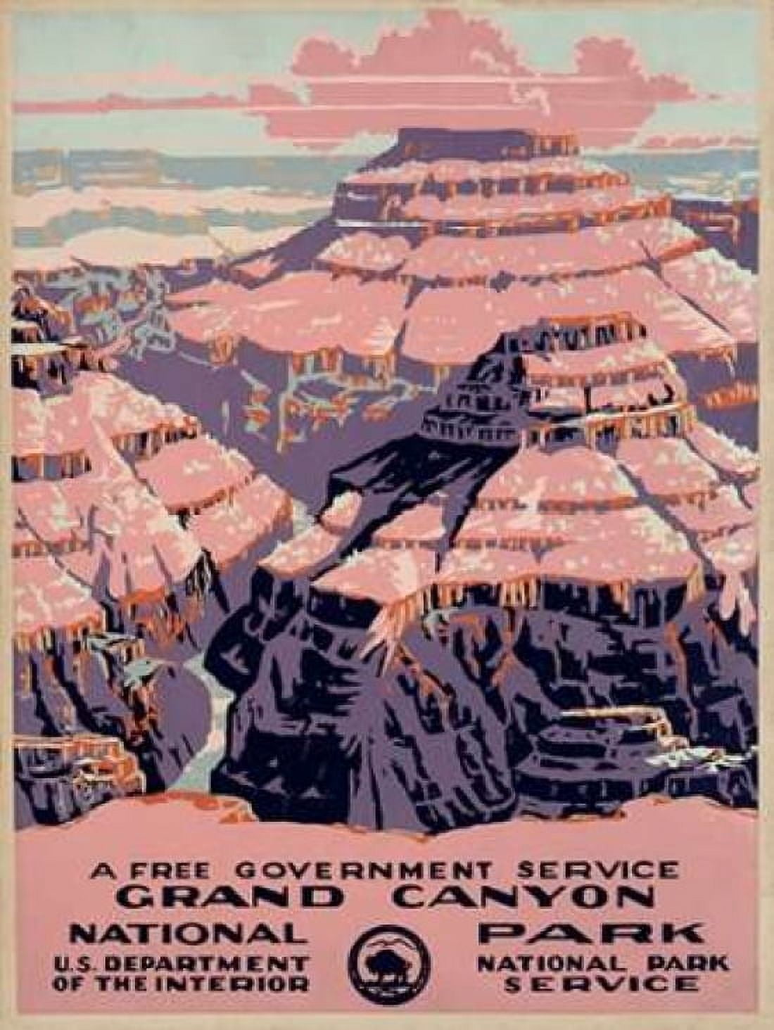 Grand Canyon National Park a Free Government Service ca 1938 Canvas Art - WPA (18 x 24)