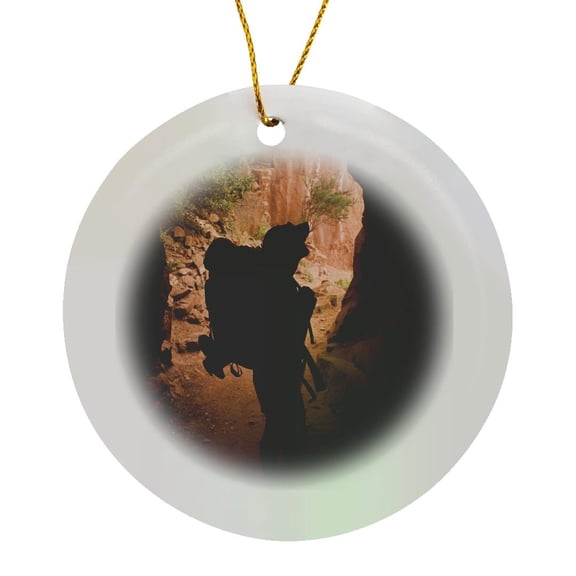 3drose, Grand Canyon Np, Backpacker Hiking Below North Rim - Us03 Dsv0019 - David Svilar, Circle Porcelain Ornament