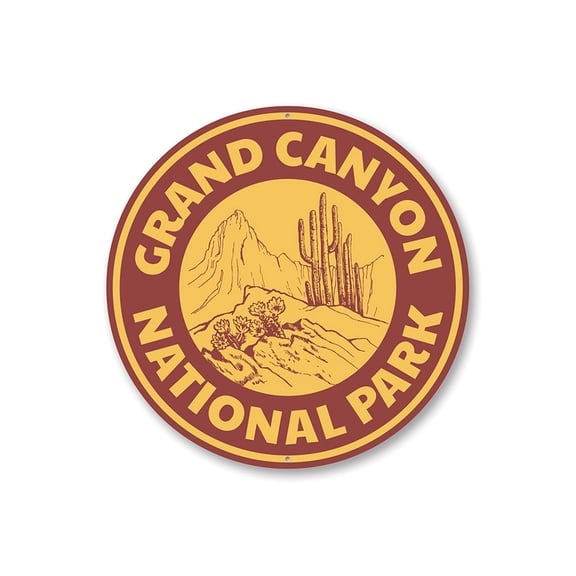 Grand Canyon Park Sign, National Park Sign, Travel Destination Aluminum Metal Decor Sign - 12" Round
