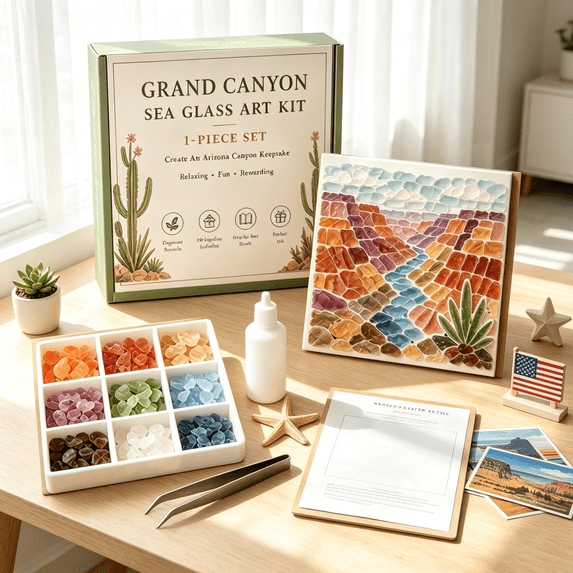 Grand Canyon Sea Glass Art Kit DIY American Scenery Mosaic Craft Kit Handmade Landscape Wall Art Decor Unique Keepsake Gift For Home And Office