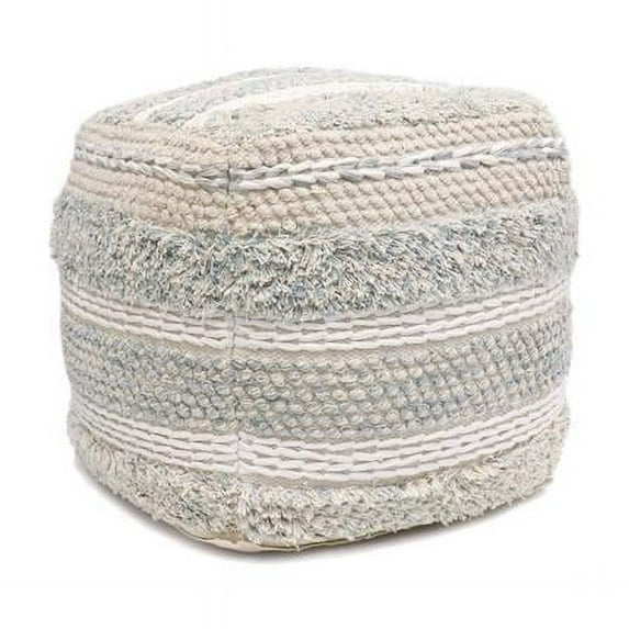 Grand Canyon Shag Cotton Pouf - Beige - 17.75 x 17.75 x 17.75 in.