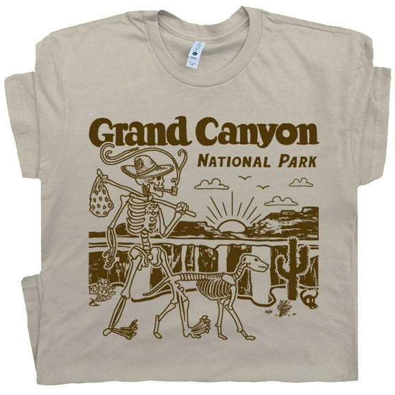 Grand Canyon T Shirt Cool Vintage National Park Shirts for Men Women Skeleton Hiking Retro Camping Graphic Tee Monument Valley