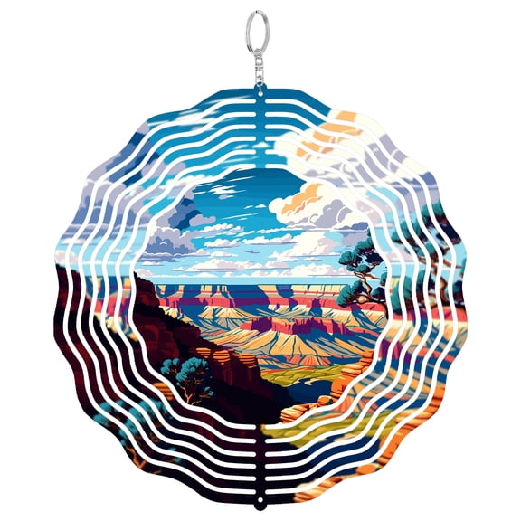 Grand Canyon View 3D Wind Spinner Stainless Steel Kinetic Yard Art Garden Decor Arizona Natural Wonder Gift