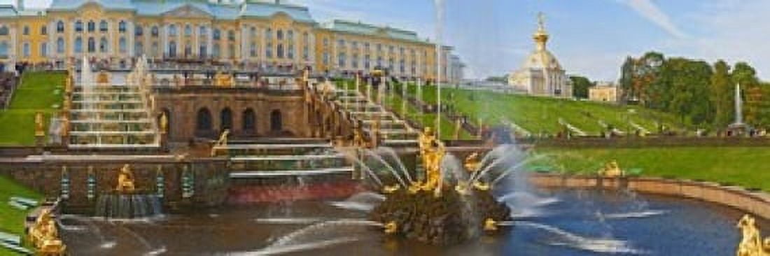 Grand Cascade fountain in front of the Peterhof Grand Palace Petrodvorets St Petersburg Russia Canvas Art - Panoramic Images (18 x 6)