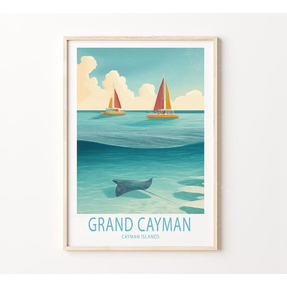 Grand Cayman Cayman Islands Travel Wall Art, Stretched Canvas 8x10in