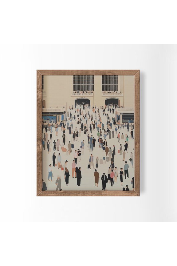 Grand Central Station Impressionist Art Dark Muted Busy Train Terminal Print Moody Nyc Travel Style 1041