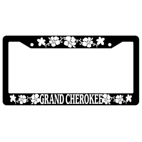 Grand Cherokee Hibiscus Flower Black Plastic License Plate Frame