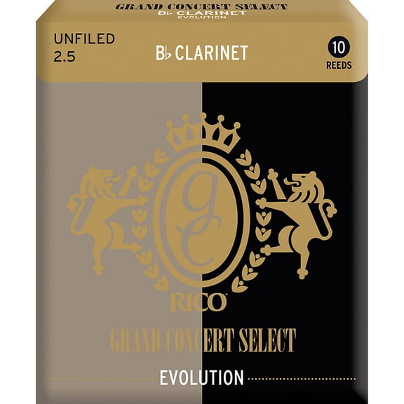 Rico Grand Concert Select Evolution Bb Clarinet Reeds, Strength 2.5, 10-pack