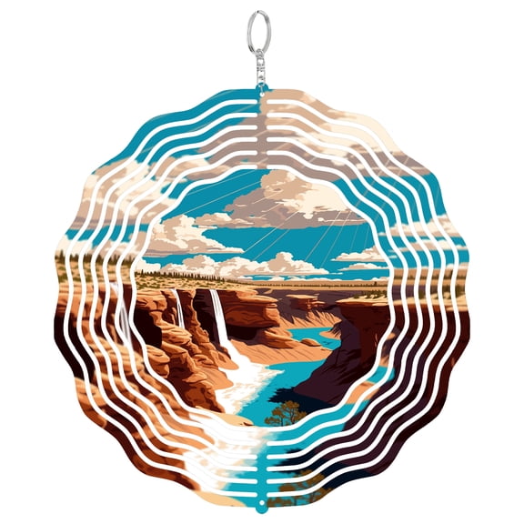 Grand Falls Arizona Chocolate Falls 3D Wind Spinner Stainless Steel Hanging Ornament Garden Decor Desert Waterfall Gift