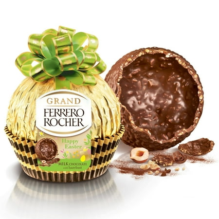 Grand Ferrero Rocher Fine Hazelnut Milk Chocolate, Chocolate Candy Gift, 4.4 oz, Perfect for Easter Gifting
